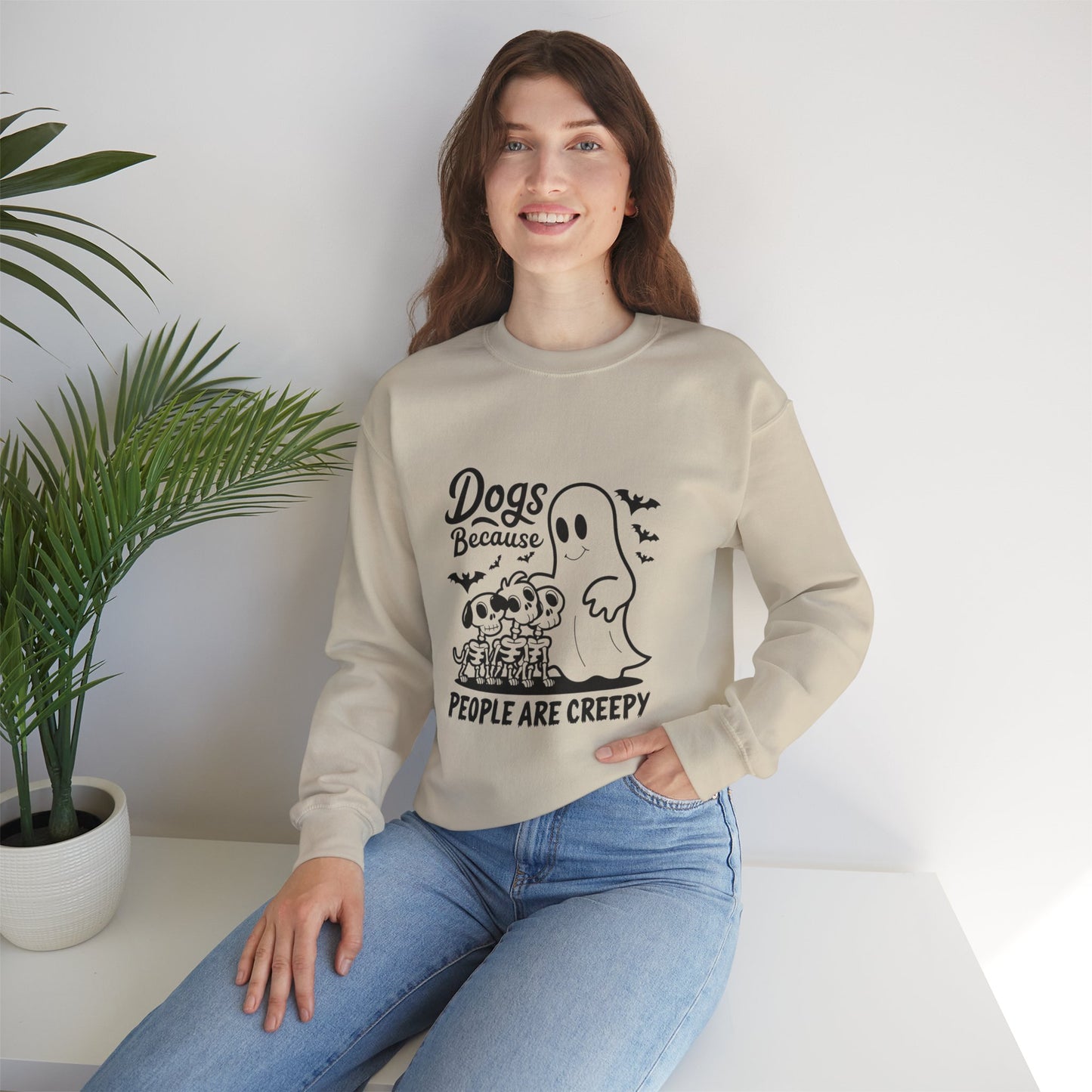 Dogs, Because People Are Creepy Halloween Crewneck