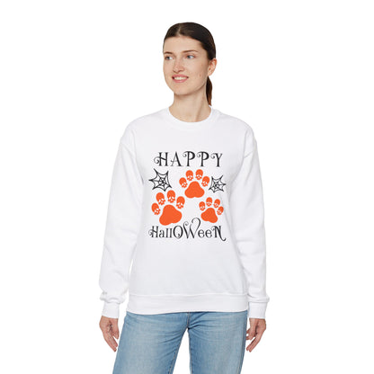 Happy Halloween Paw Print Crewneck