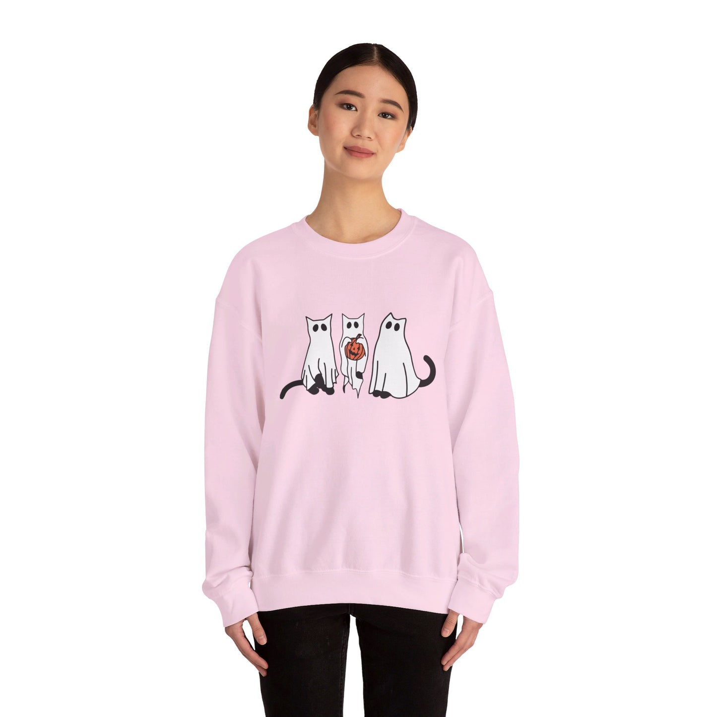 Black Cat Ghosts Halloween Crewneck