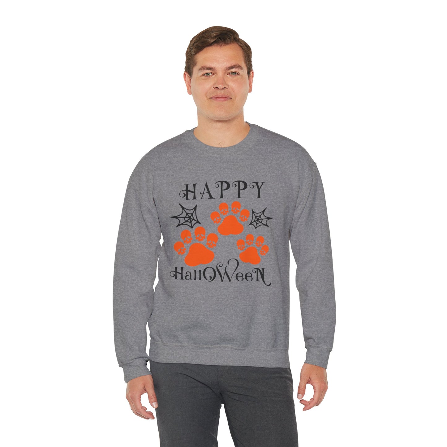 Happy Halloween Paw Print Crewneck