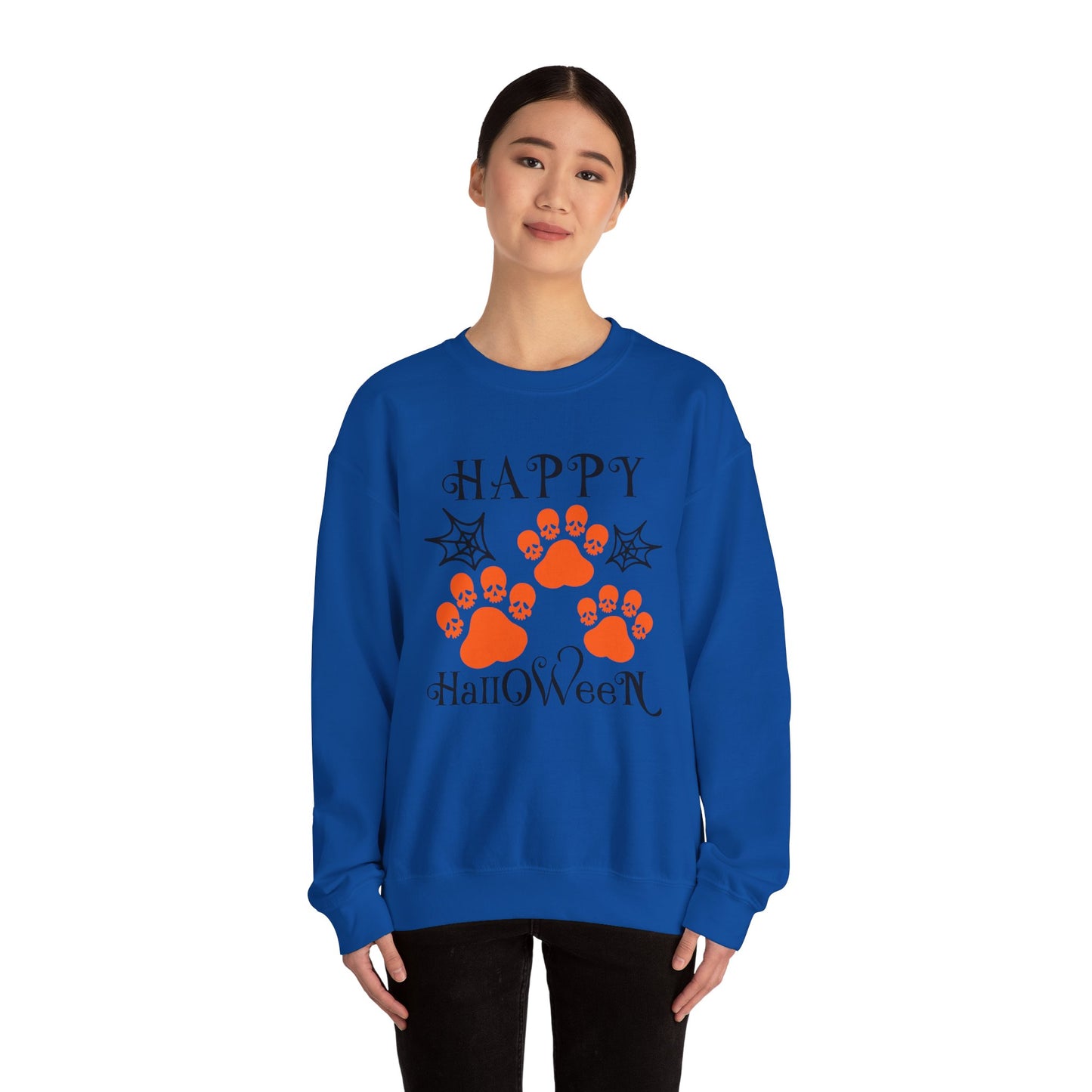 Happy Halloween Paw Print Crewneck