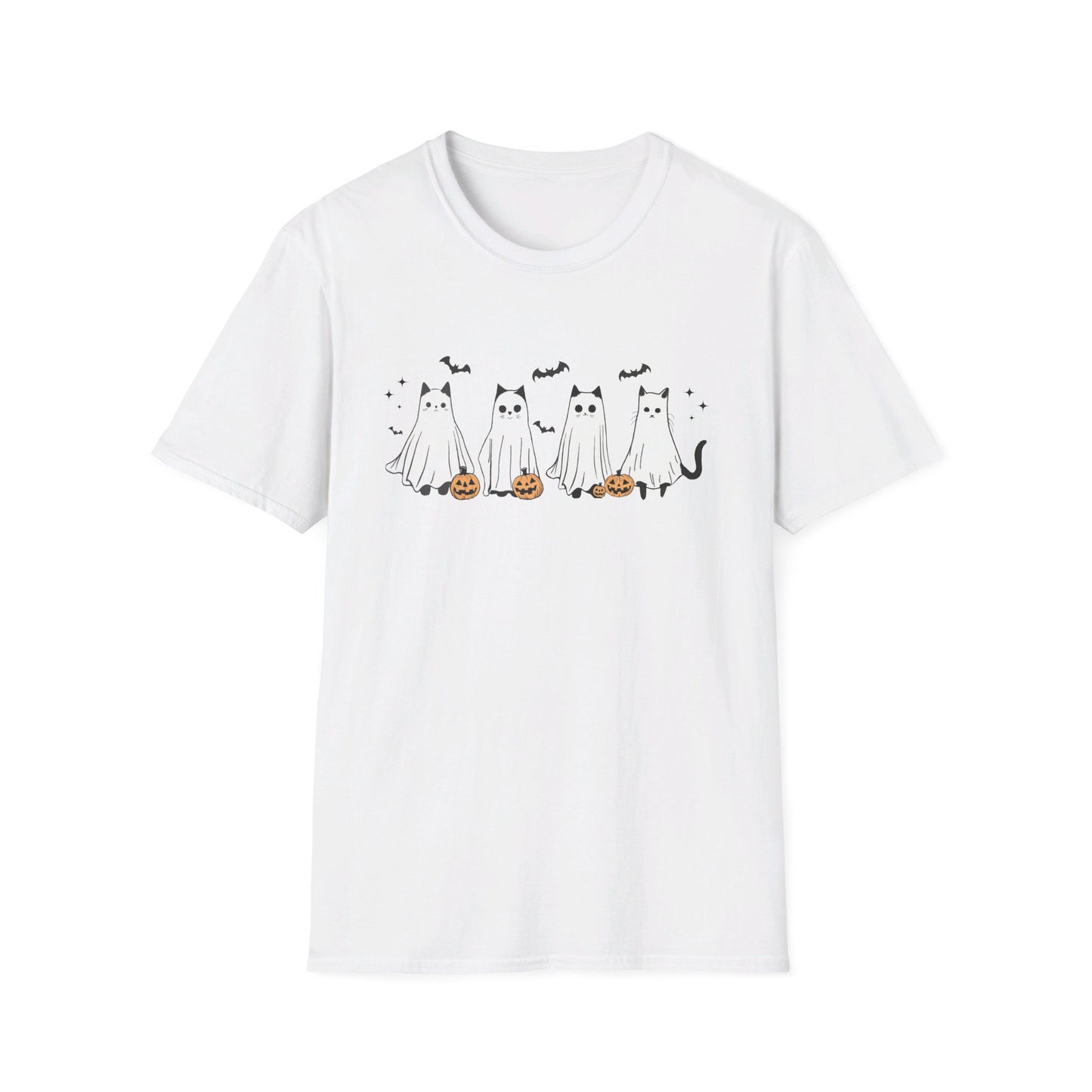 Ghost Cats with Pumpkins Halloween Tee