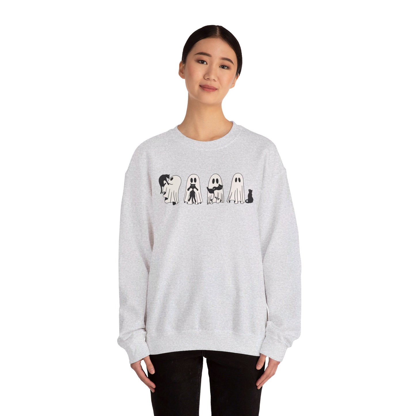 Ghosts Holding Cats Halloween Crewneck