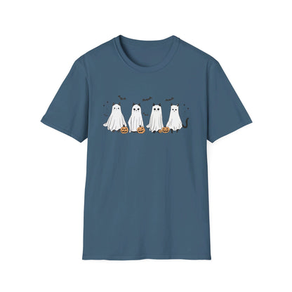 Ghost Cats with Pumpkins Halloween Tee