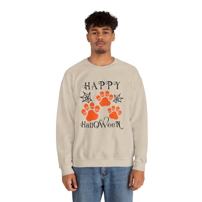 Happy Halloween Paw Print Crewneck