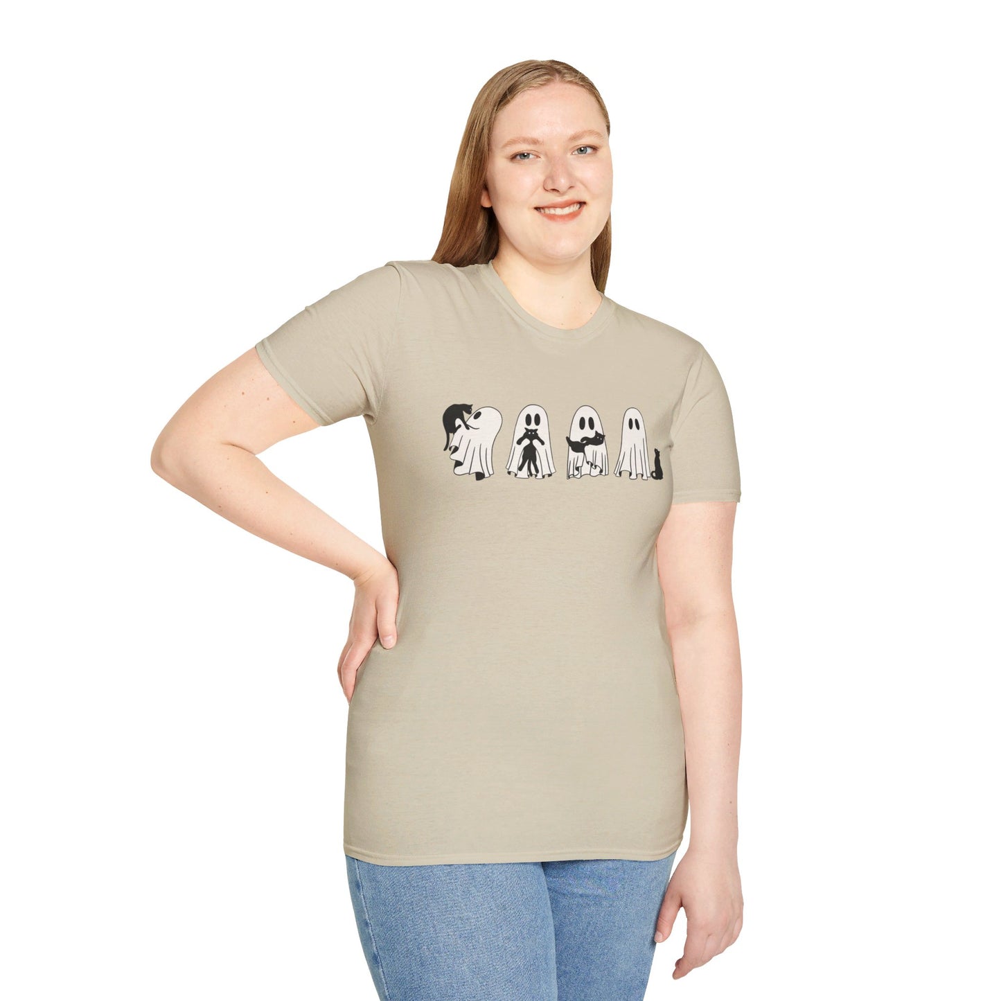 Ghosts Holding Cats Halloween Tee