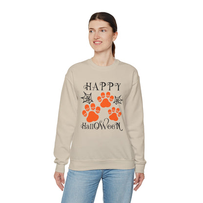 Happy Halloween Paw Print Crewneck