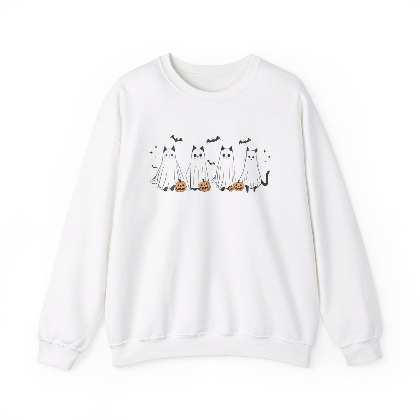 Ghost Cats with Pumpkins Halloween Crewneck