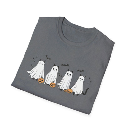 Ghost Cats with Pumpkins Halloween Tee