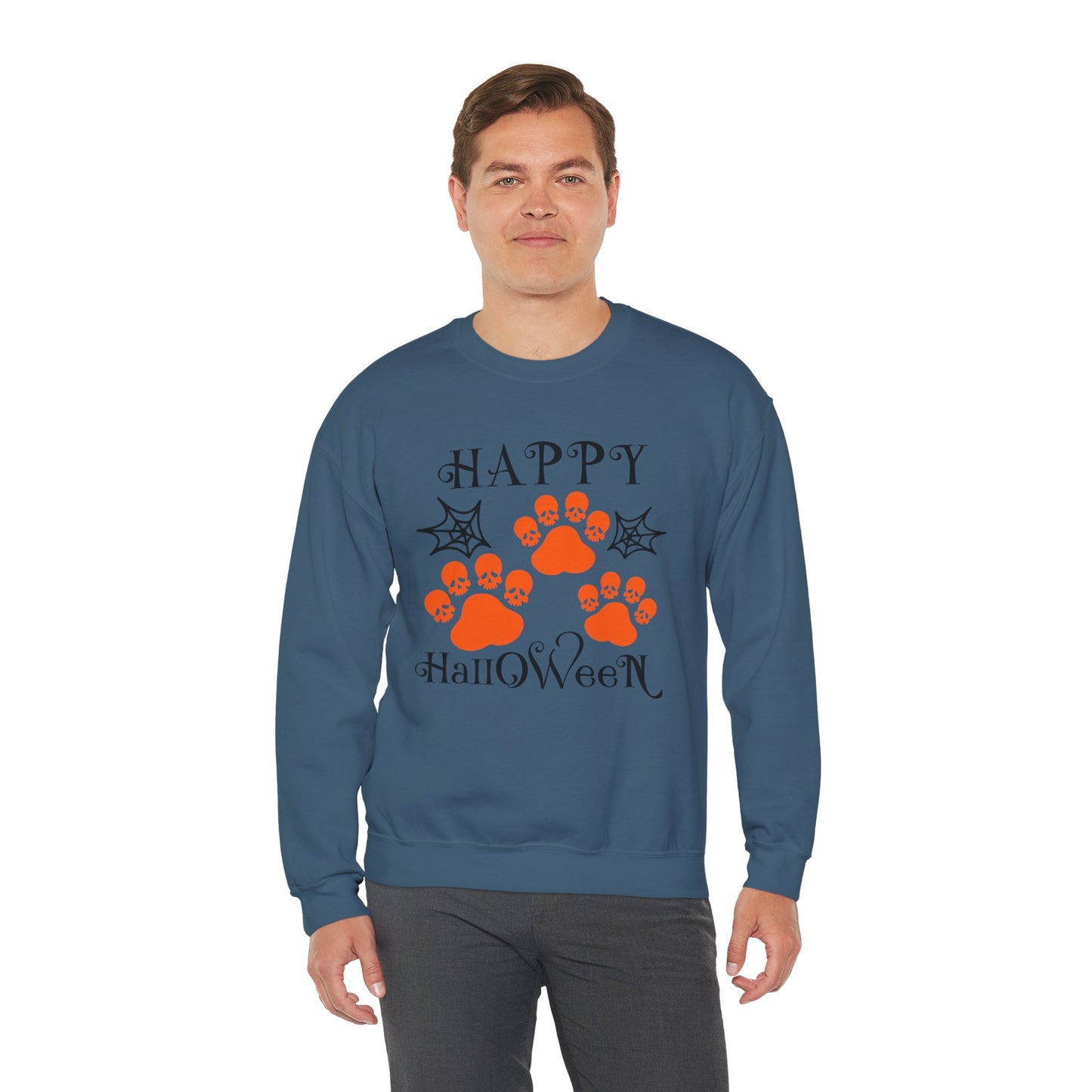 Happy Halloween Paw Print Crewneck