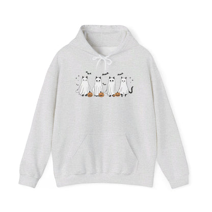 Ghost Cats with Pumpkins Halloween Hoodie