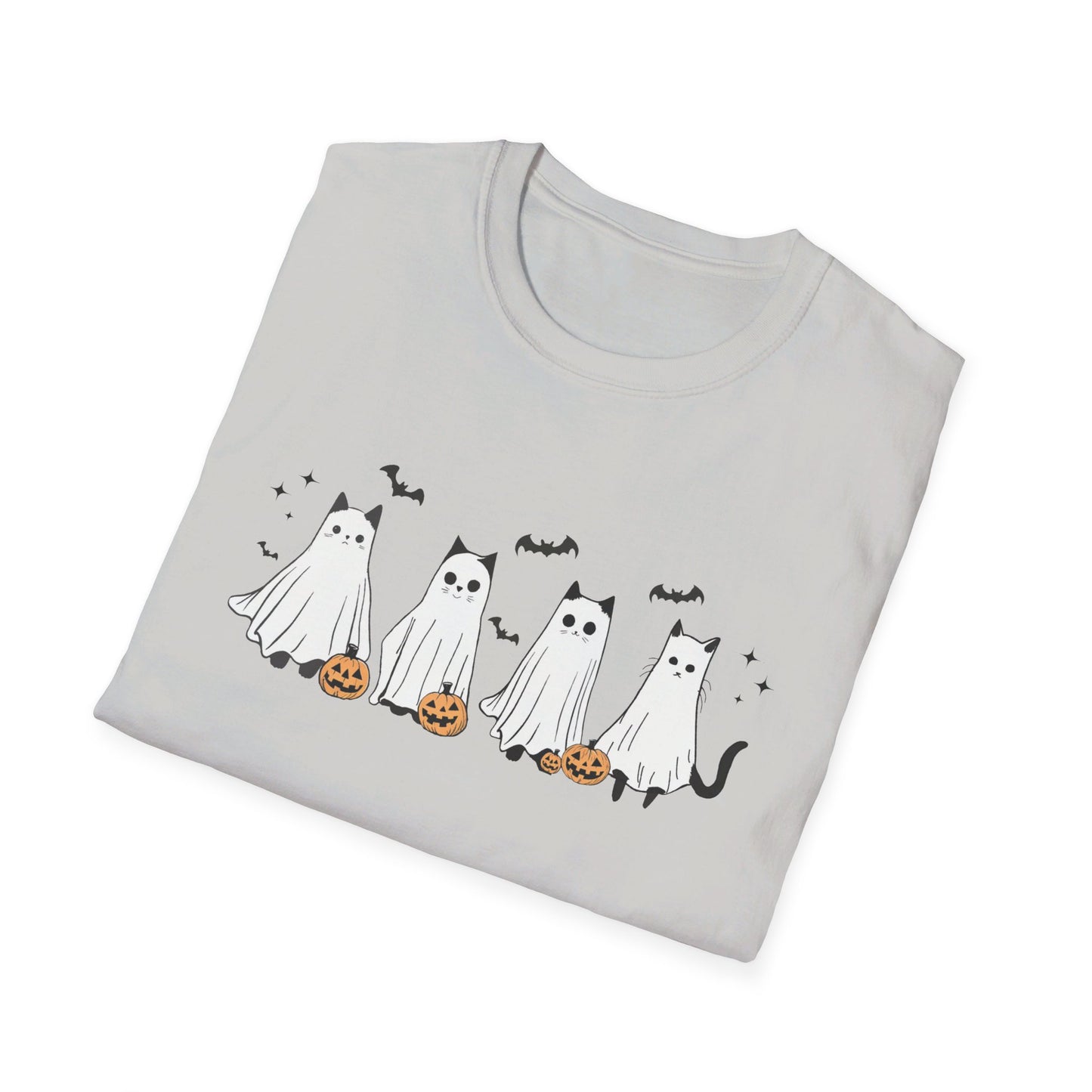 Ghost Cats with Pumpkins Halloween Tee