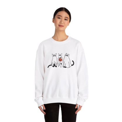 Black Cat Ghosts Halloween Crewneck