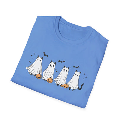 Ghost Cats with Pumpkins Halloween Tee