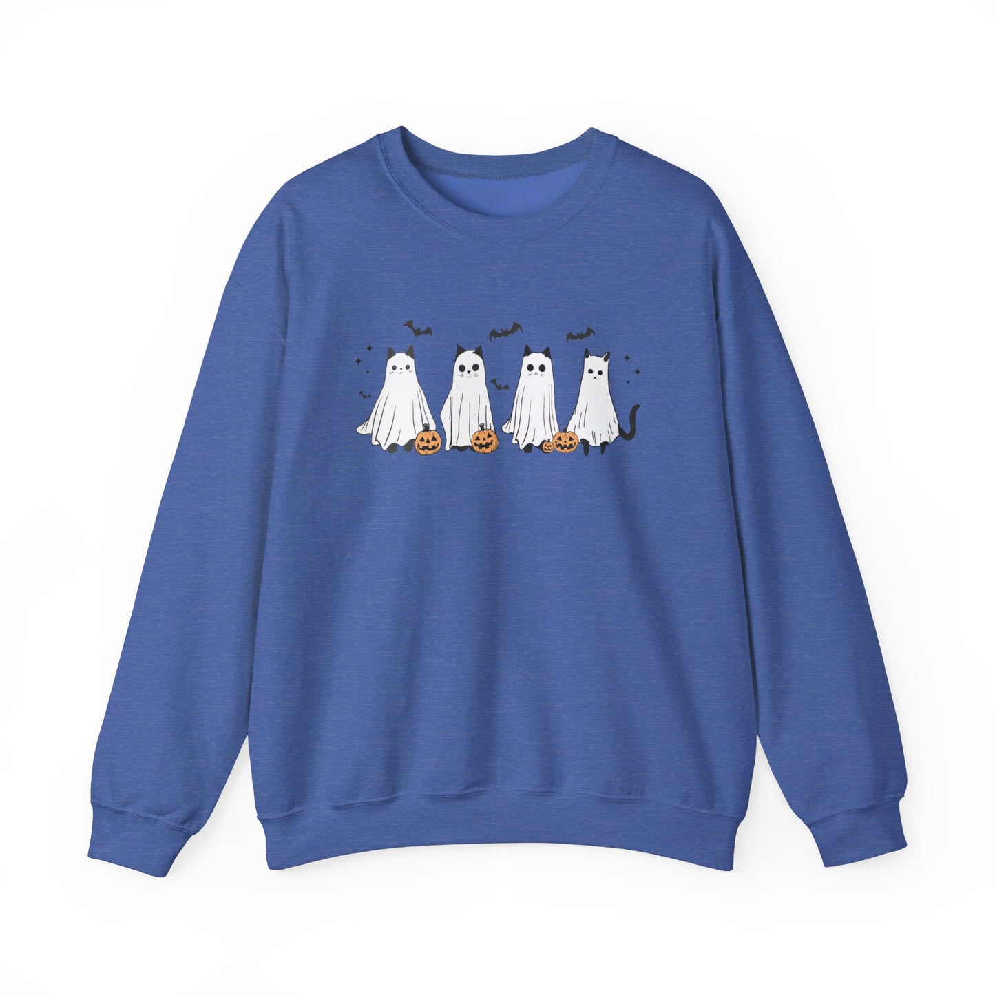 Ghost Cats with Pumpkins Halloween Crewneck