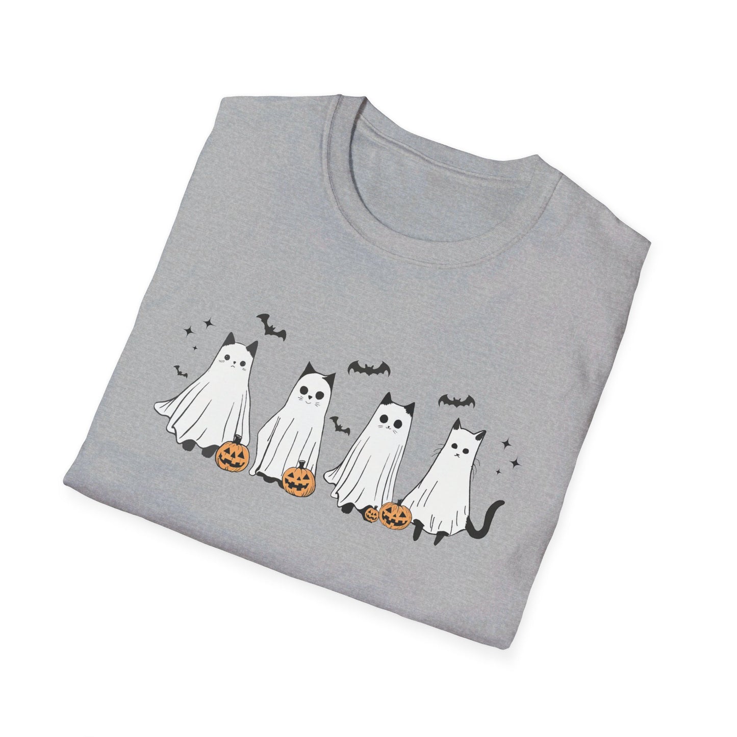 Ghost Cats with Pumpkins Halloween Tee