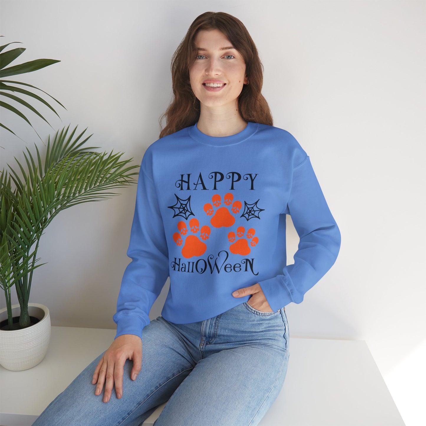 Happy Halloween Paw Print Crewneck