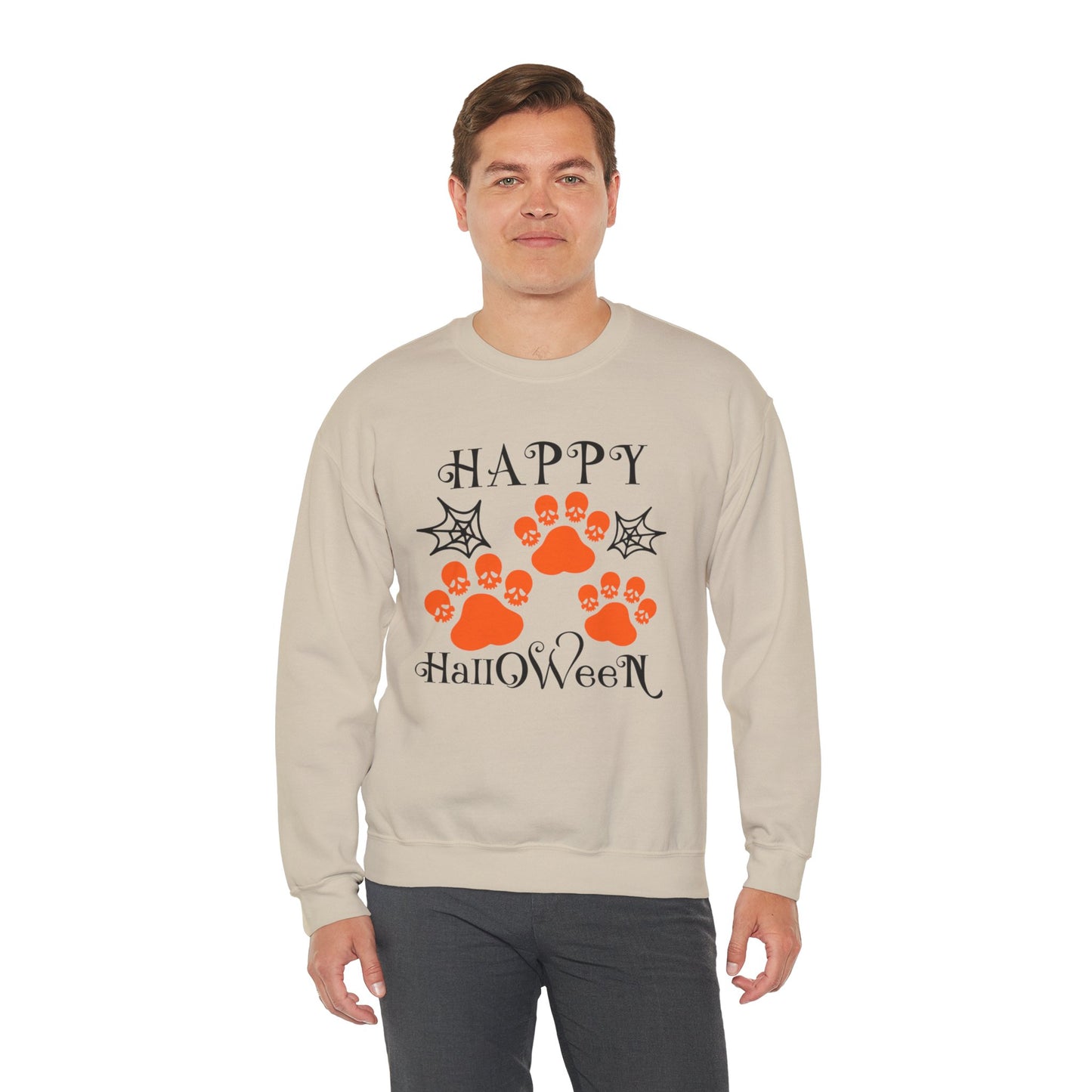 Happy Halloween Paw Print Crewneck