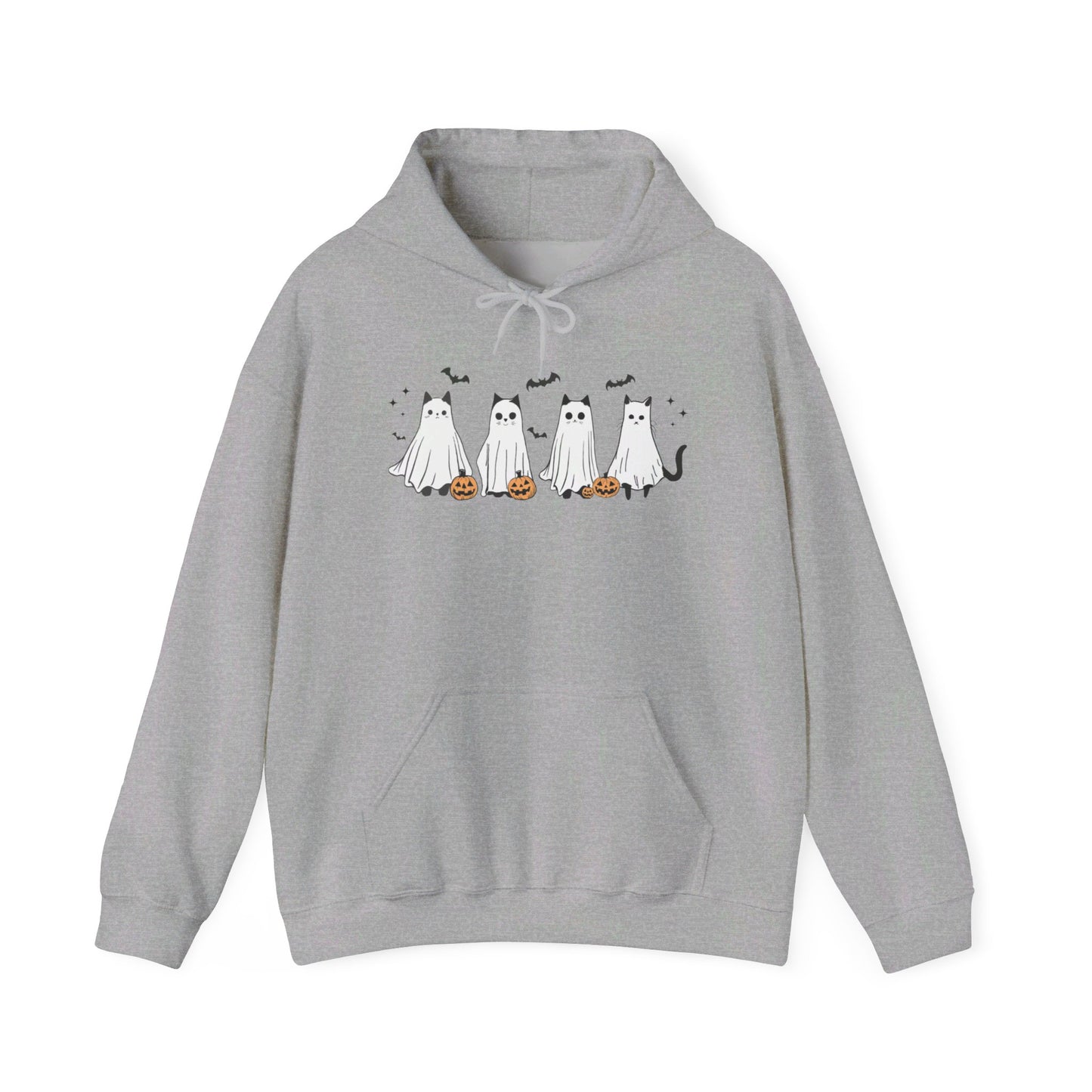 Ghost Cats with Pumpkins Halloween Hoodie