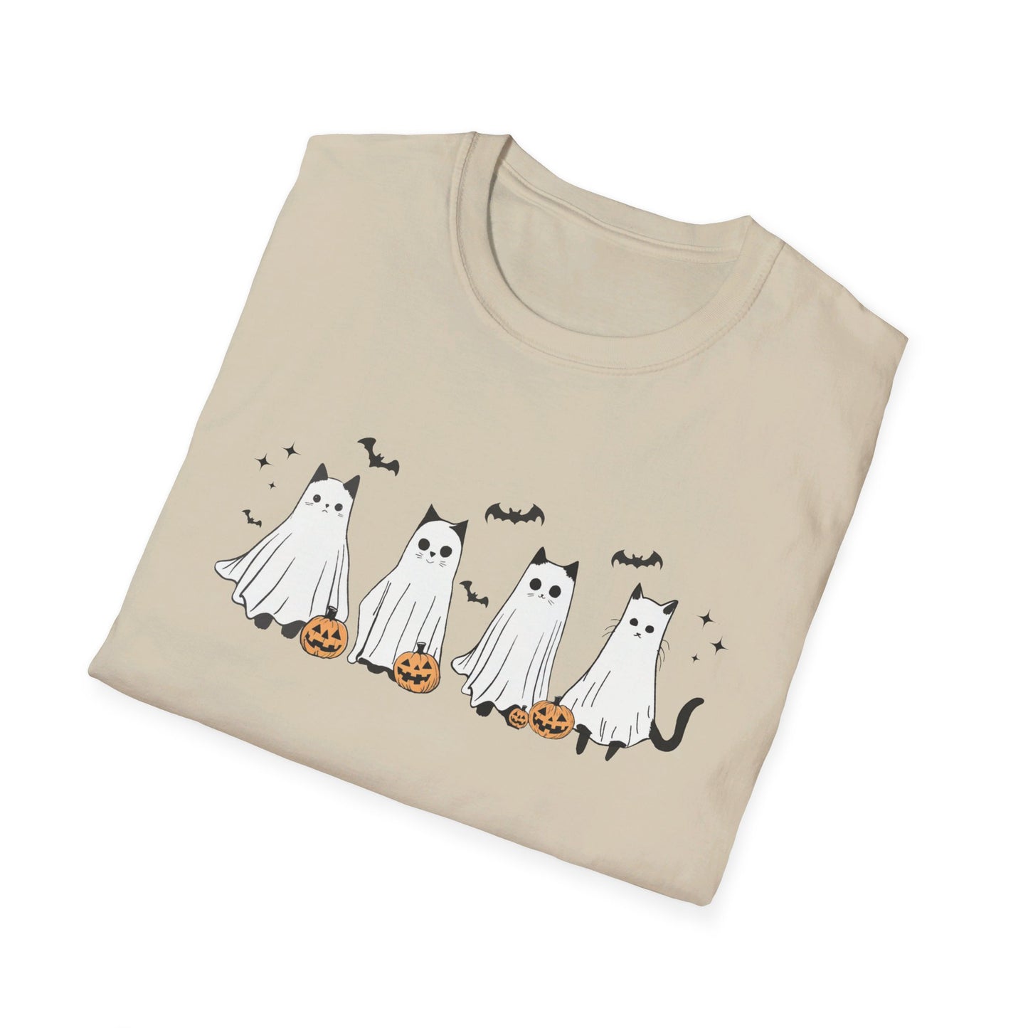 Ghost Cats with Pumpkins Halloween Tee