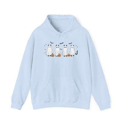 Ghost Cats with Pumpkins Halloween Hoodie