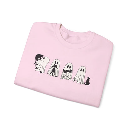 Ghosts Holding Cats Halloween Crewneck