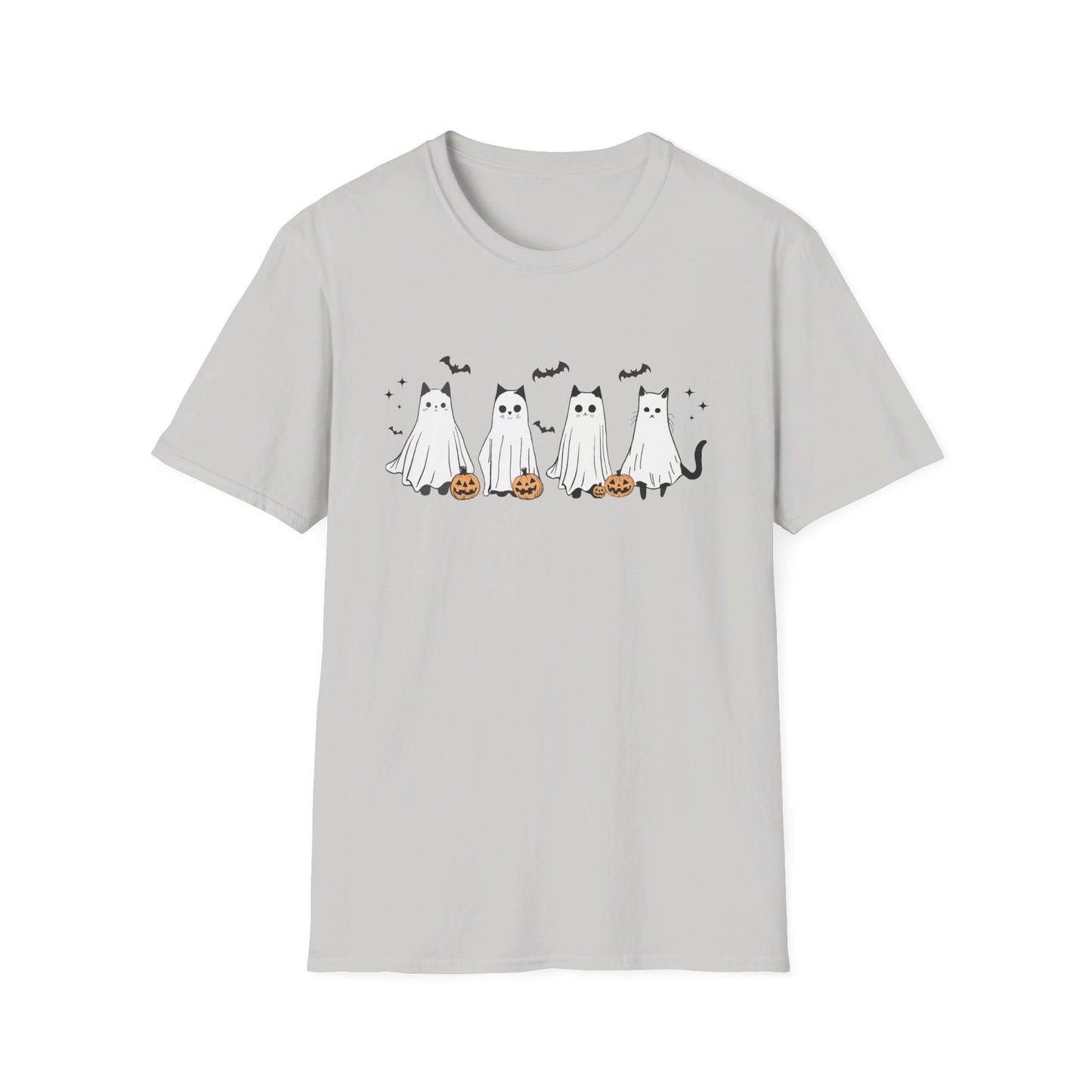 Ghost Cats with Pumpkins Halloween Tee