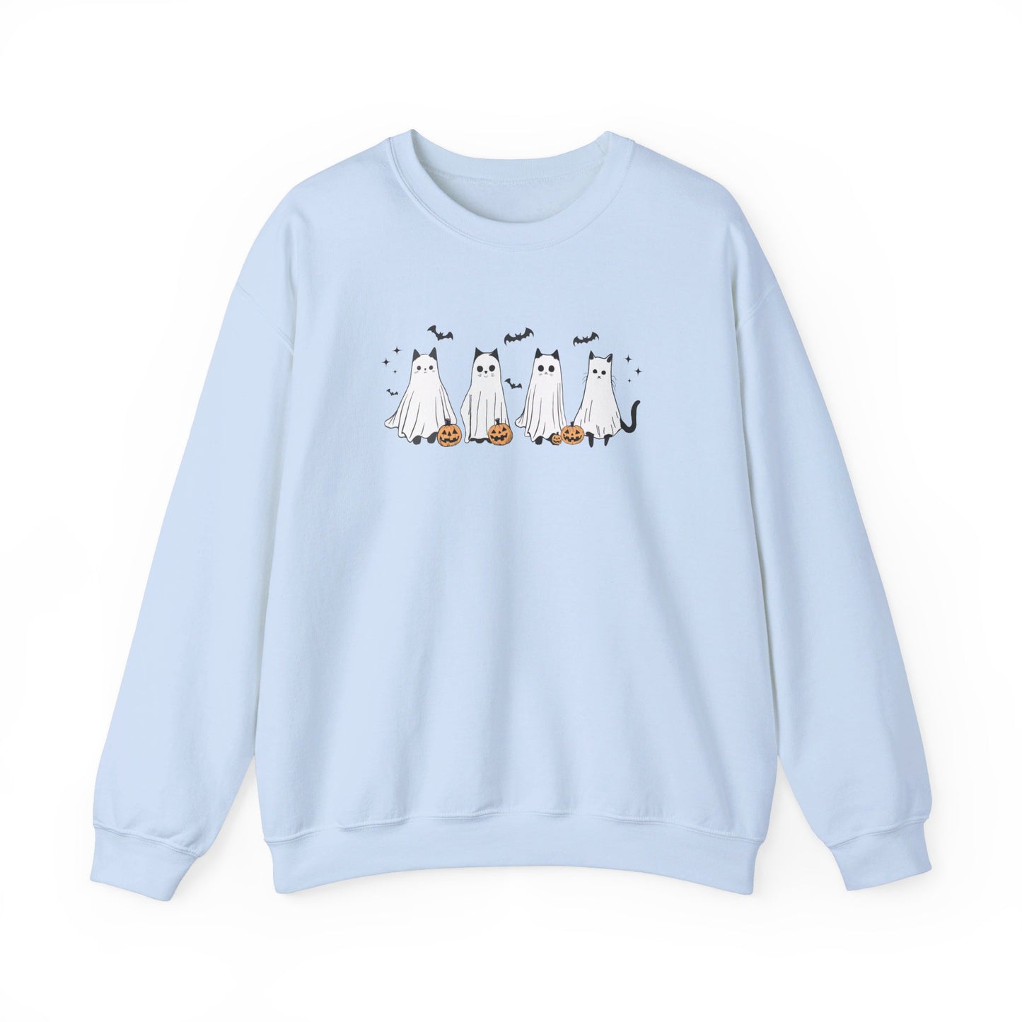 Ghost Cats with Pumpkins Halloween Crewneck