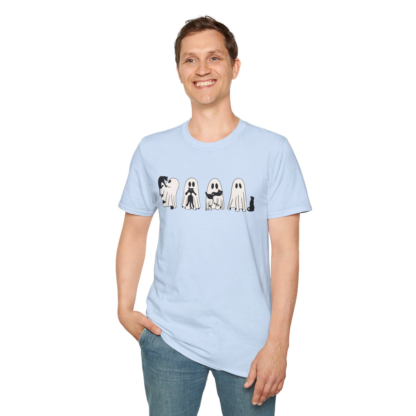 Ghosts Holding Cats Halloween Tee