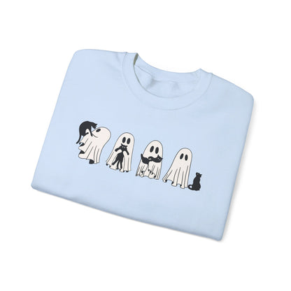 Ghosts Holding Cats Halloween Crewneck