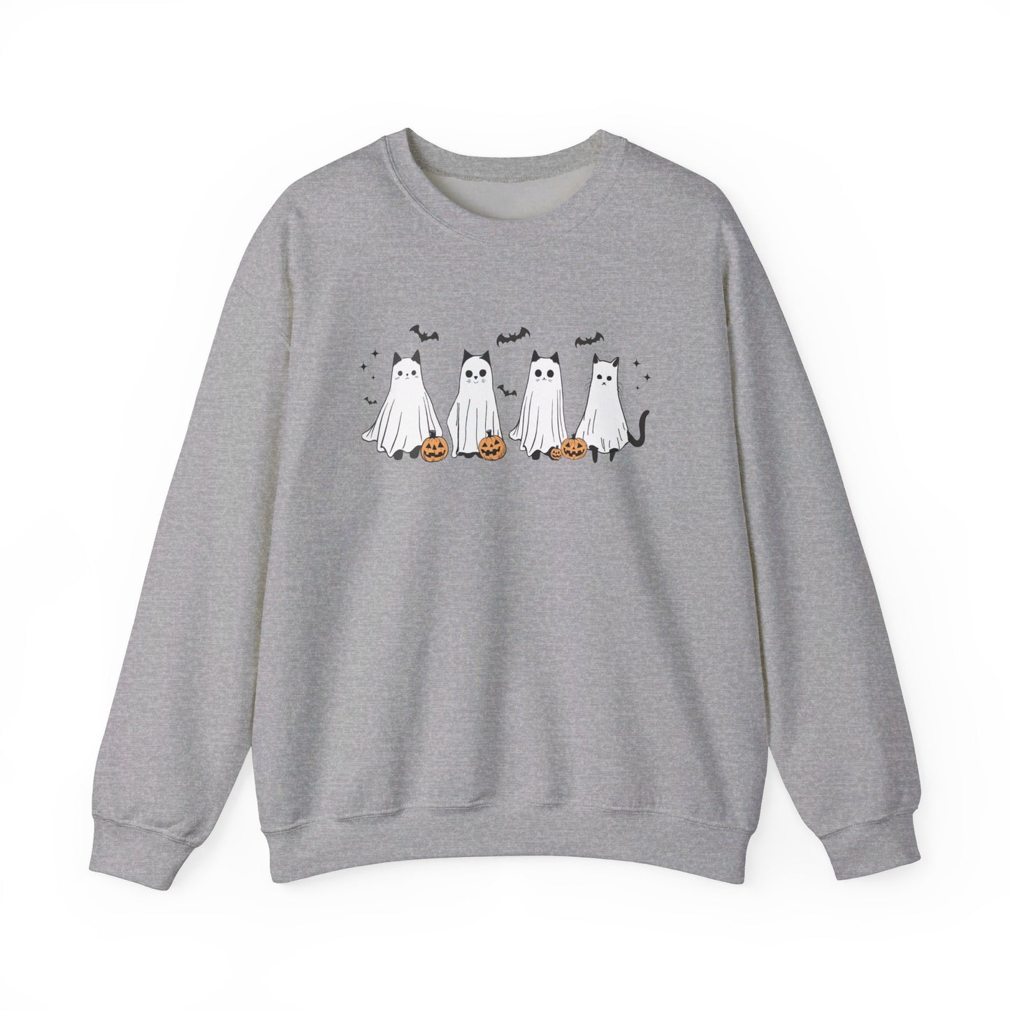 Ghost Cats with Pumpkins Halloween Crewneck