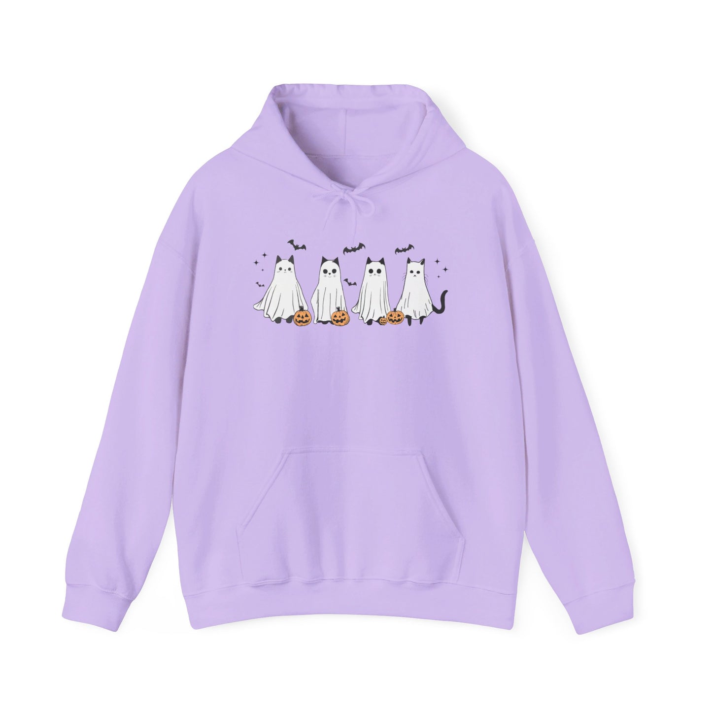 Ghost Cats with Pumpkins Halloween Hoodie