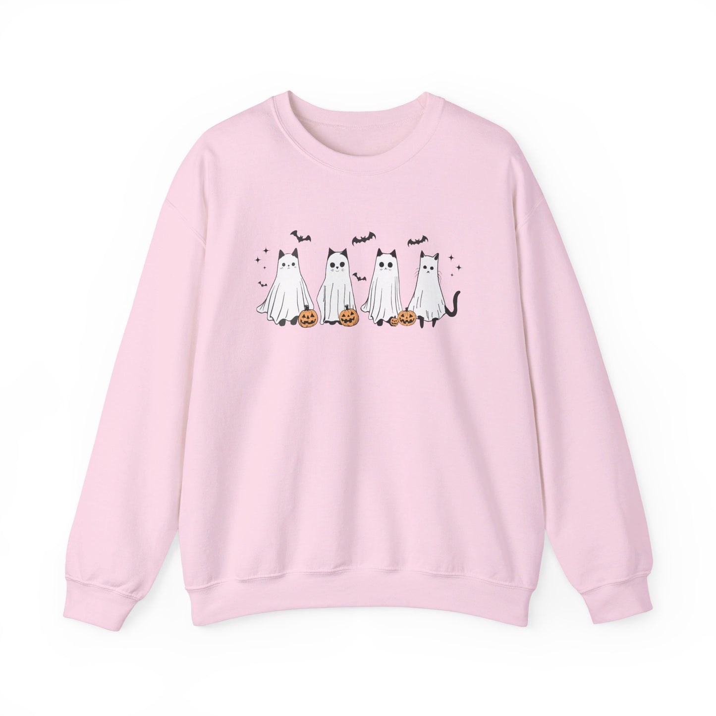 Ghost Cats with Pumpkins Halloween Crewneck