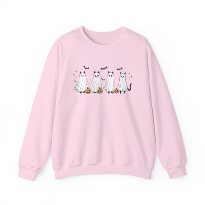 Ghost Cats with Pumpkins Halloween Crewneck