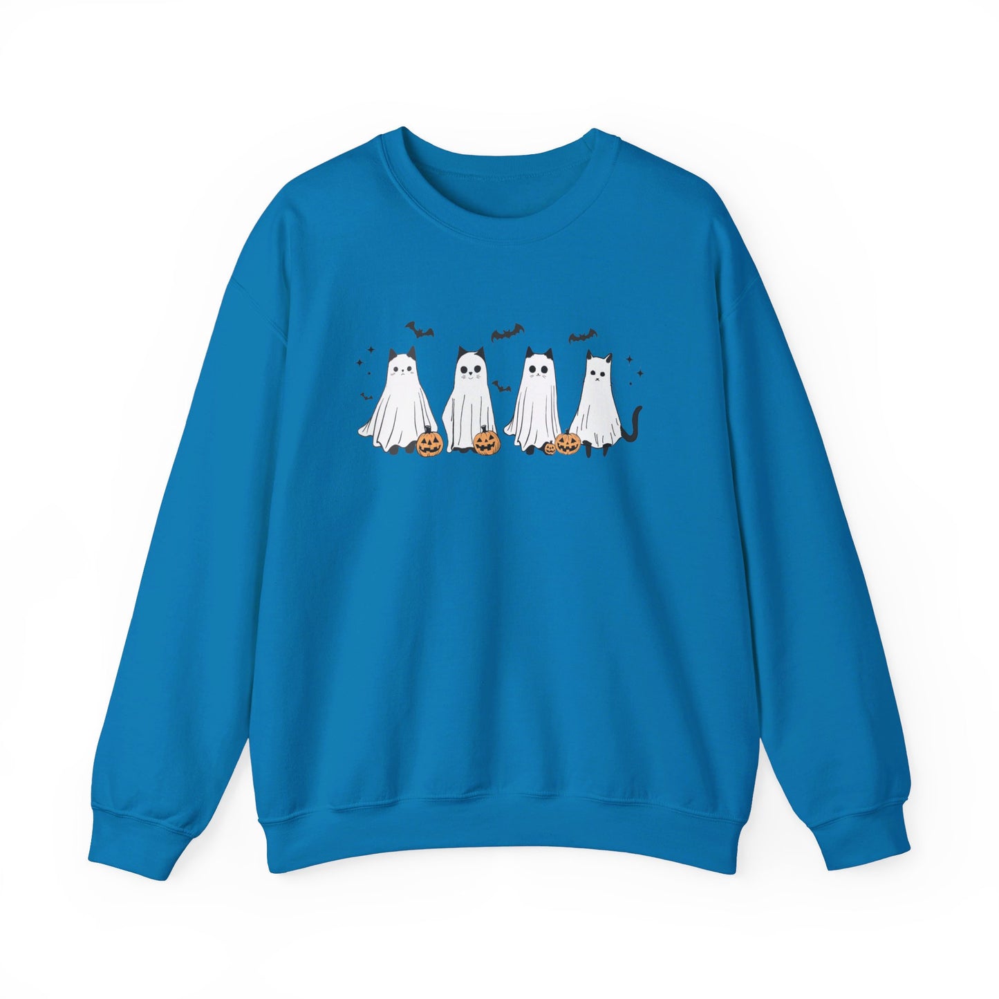 Ghost Cats with Pumpkins Halloween Crewneck