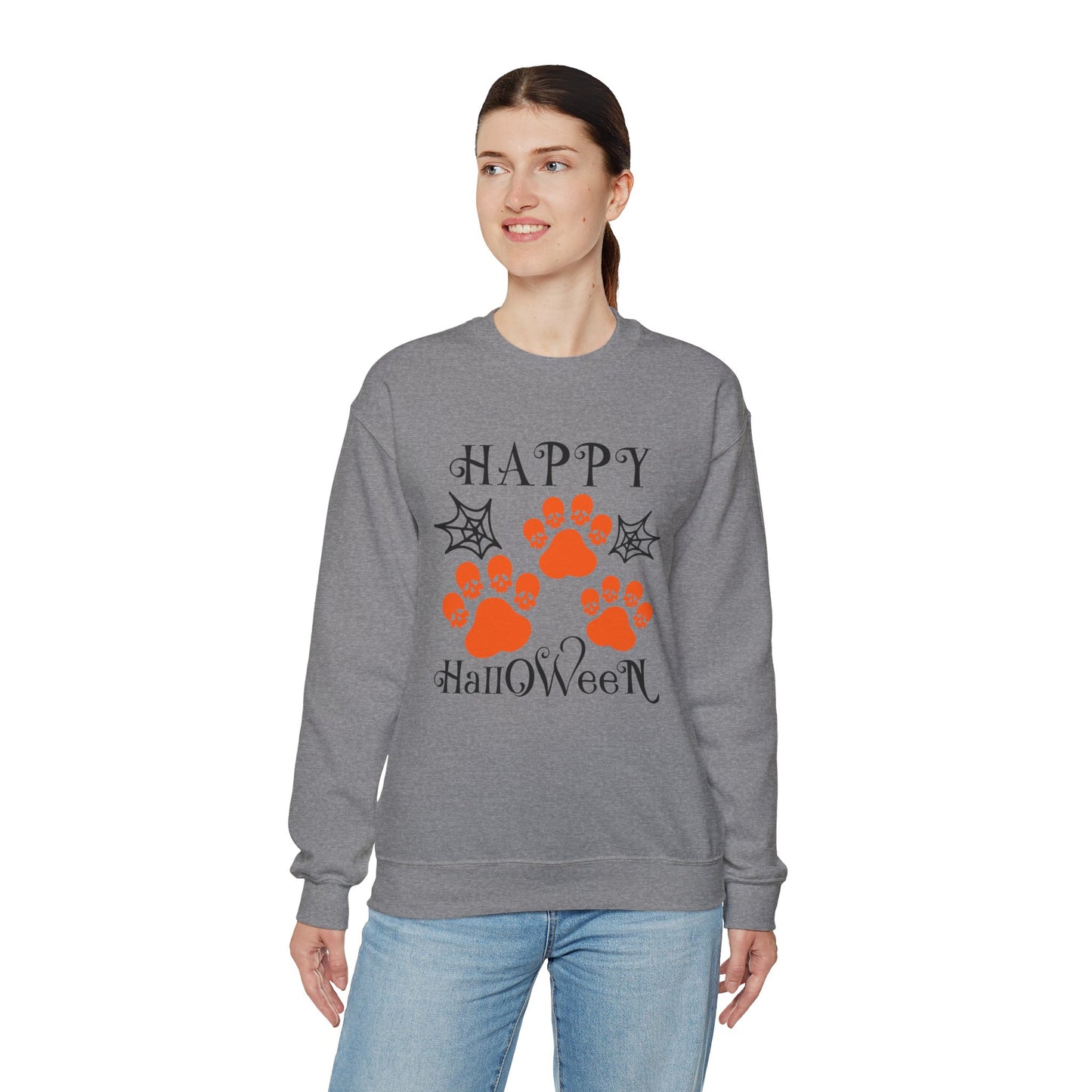 Happy Halloween Paw Print Crewneck