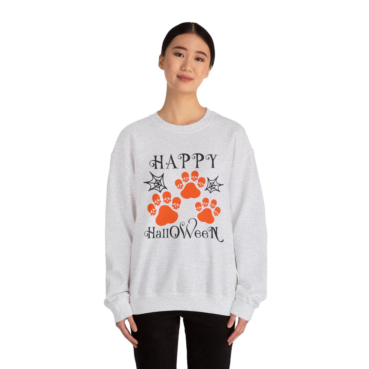 Happy Halloween Paw Print Crewneck