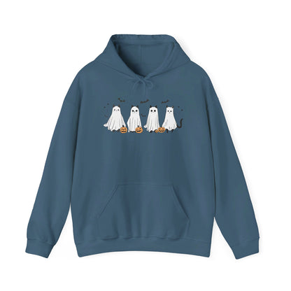 Ghost Cats with Pumpkins Halloween Hoodie