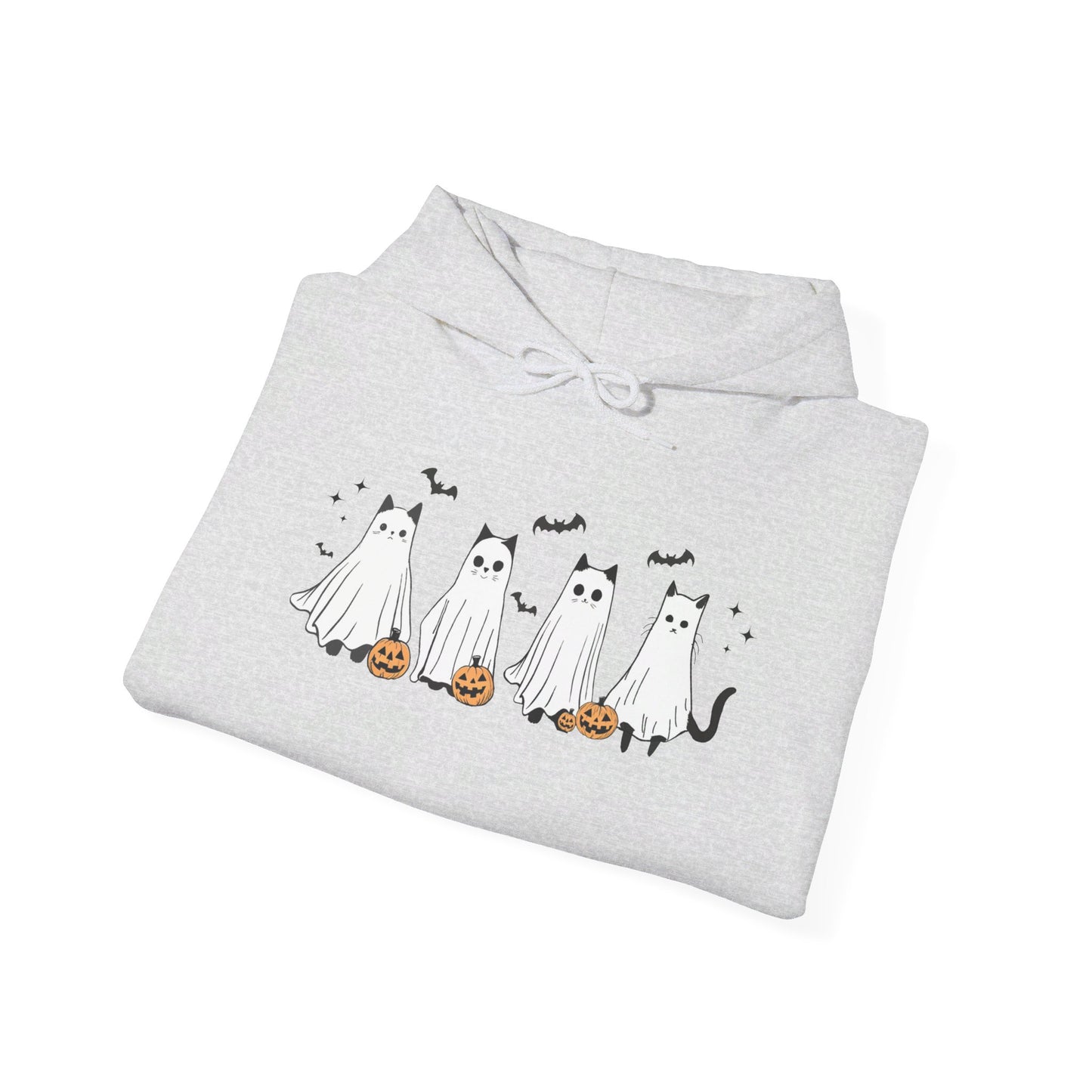 Ghost Cats with Pumpkins Halloween Hoodie