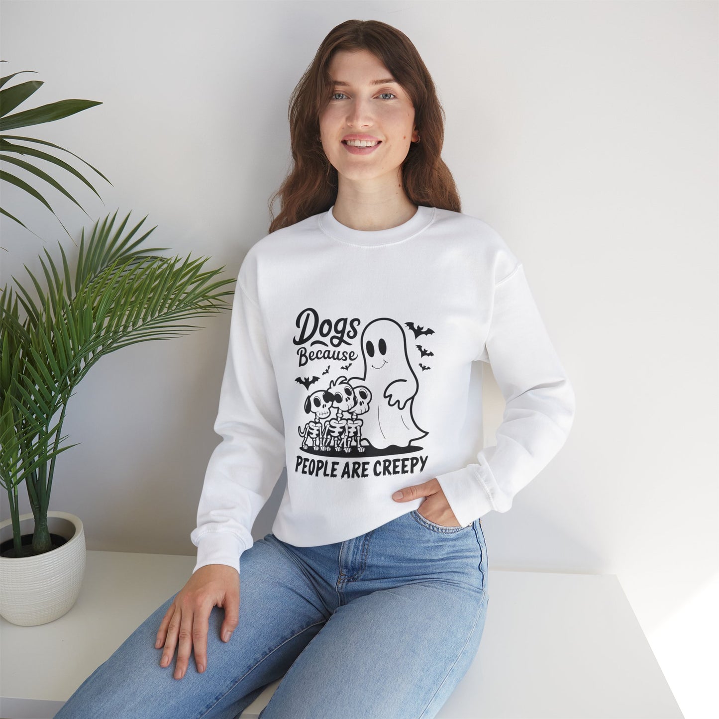 Dogs, Because People Are Creepy Halloween Crewneck