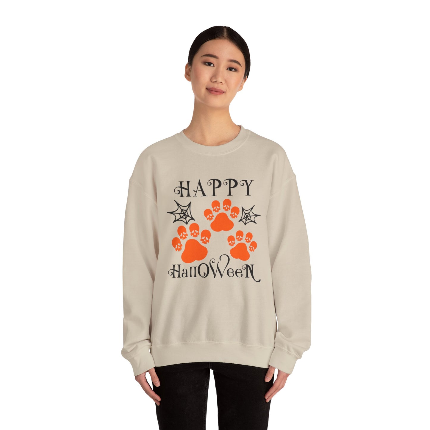 Happy Halloween Paw Print Crewneck