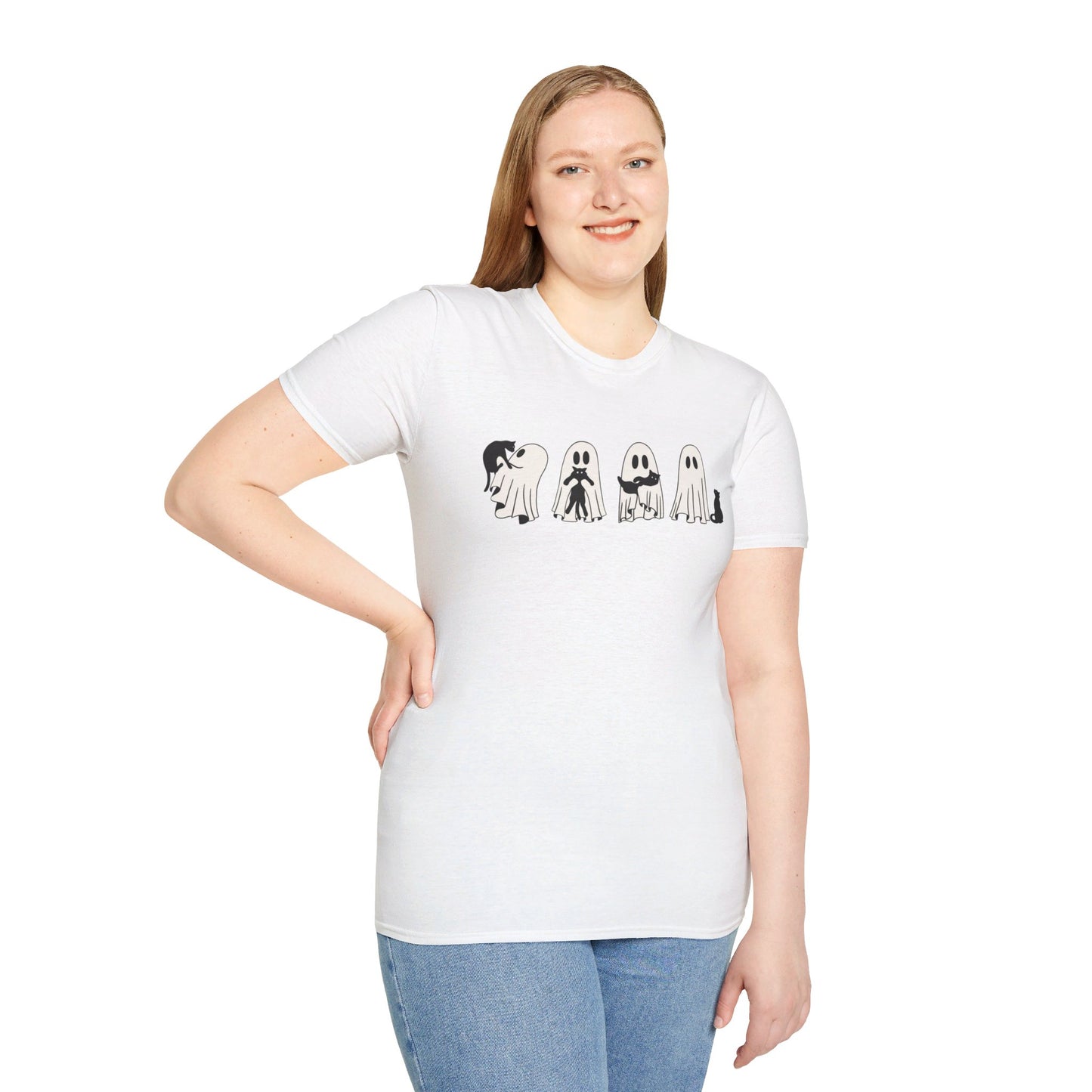 Ghosts Holding Cats Halloween Tee