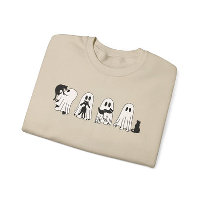 Ghosts Holding Cats Halloween Crewneck