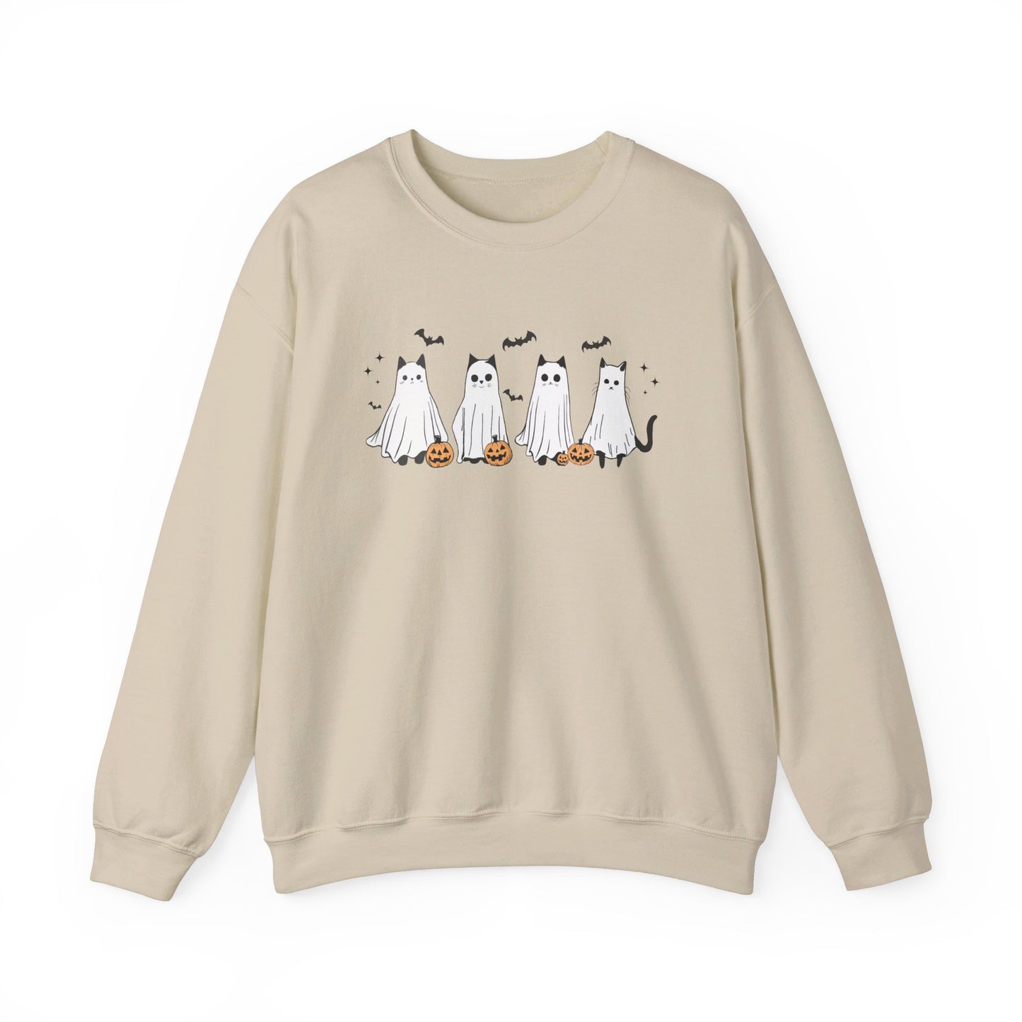 Ghost Cats with Pumpkins Halloween Crewneck