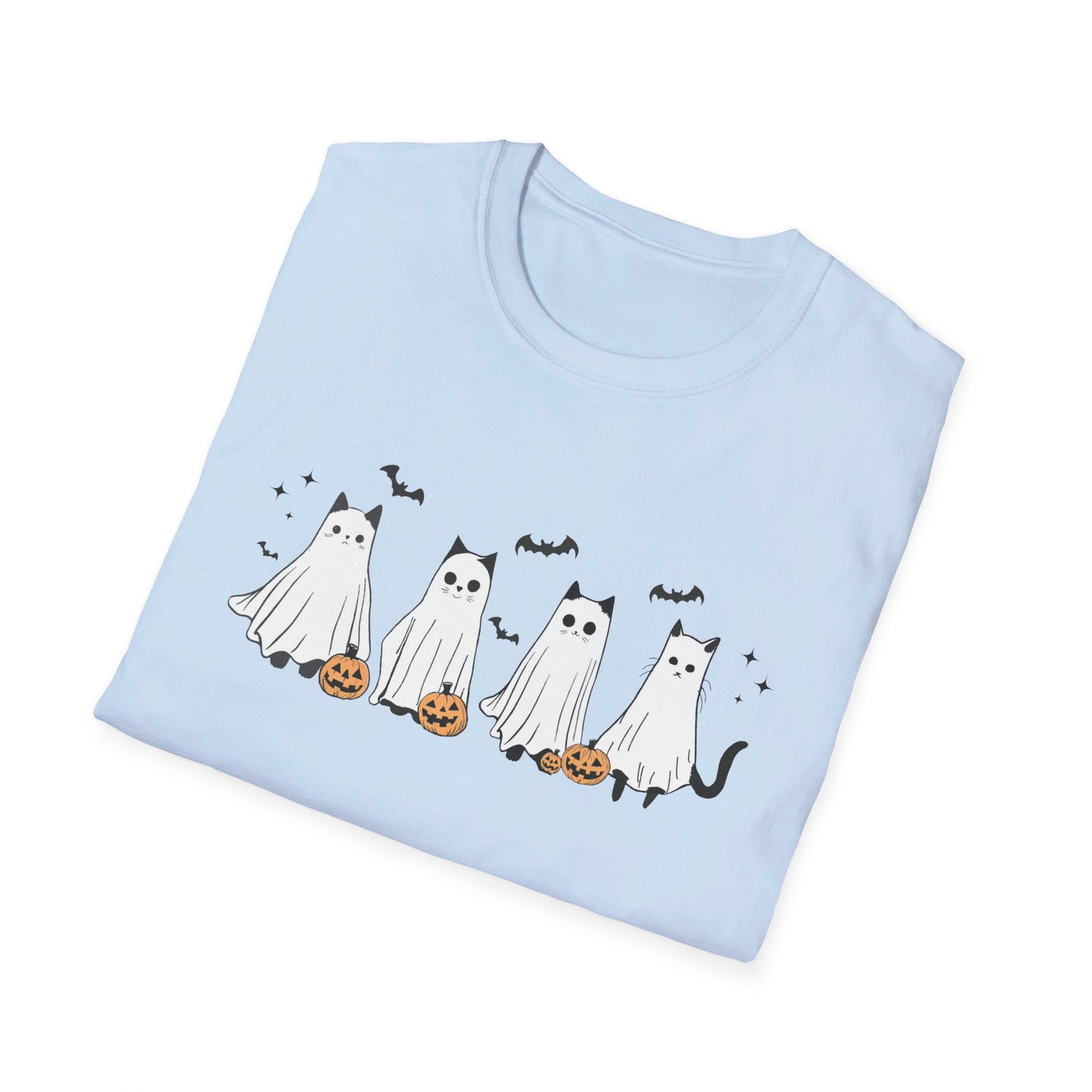 Ghost Cats with Pumpkins Halloween Tee