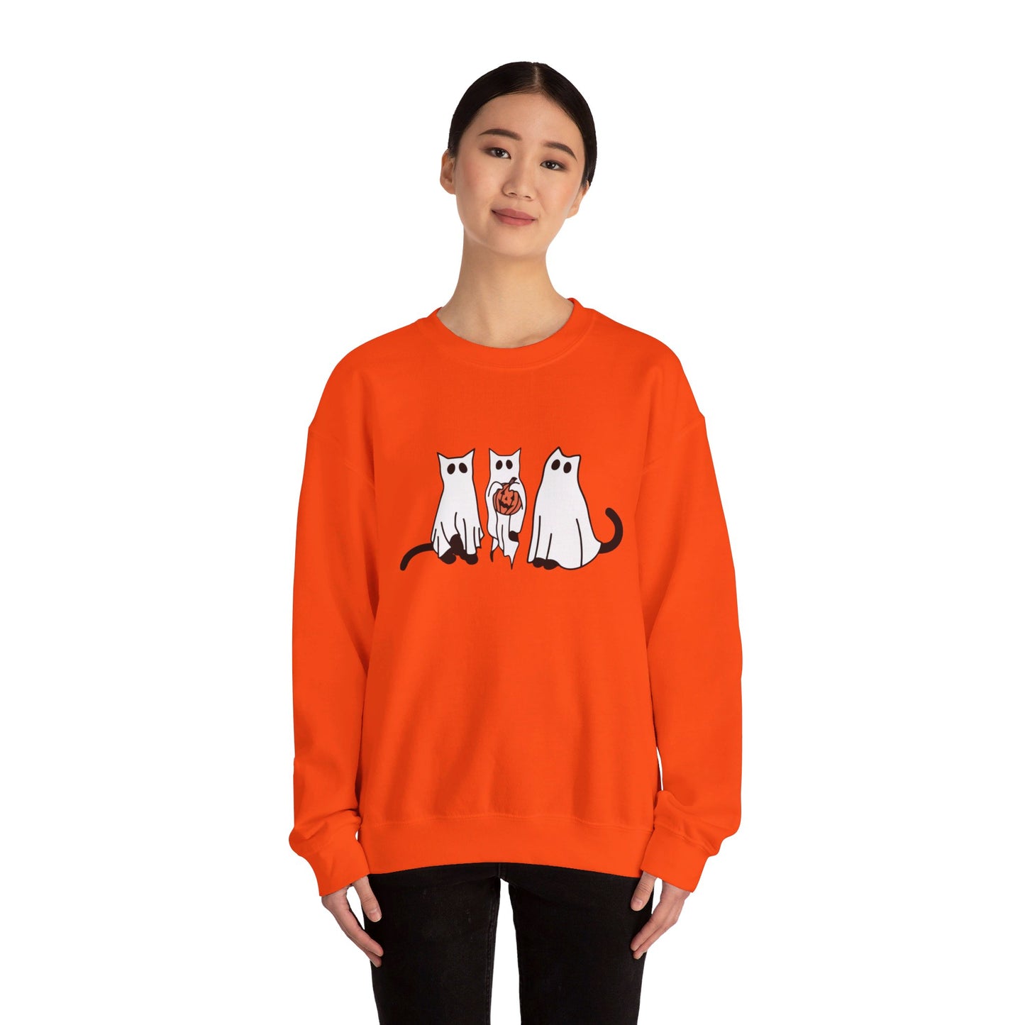 Black Cat Ghosts Halloween Crewneck