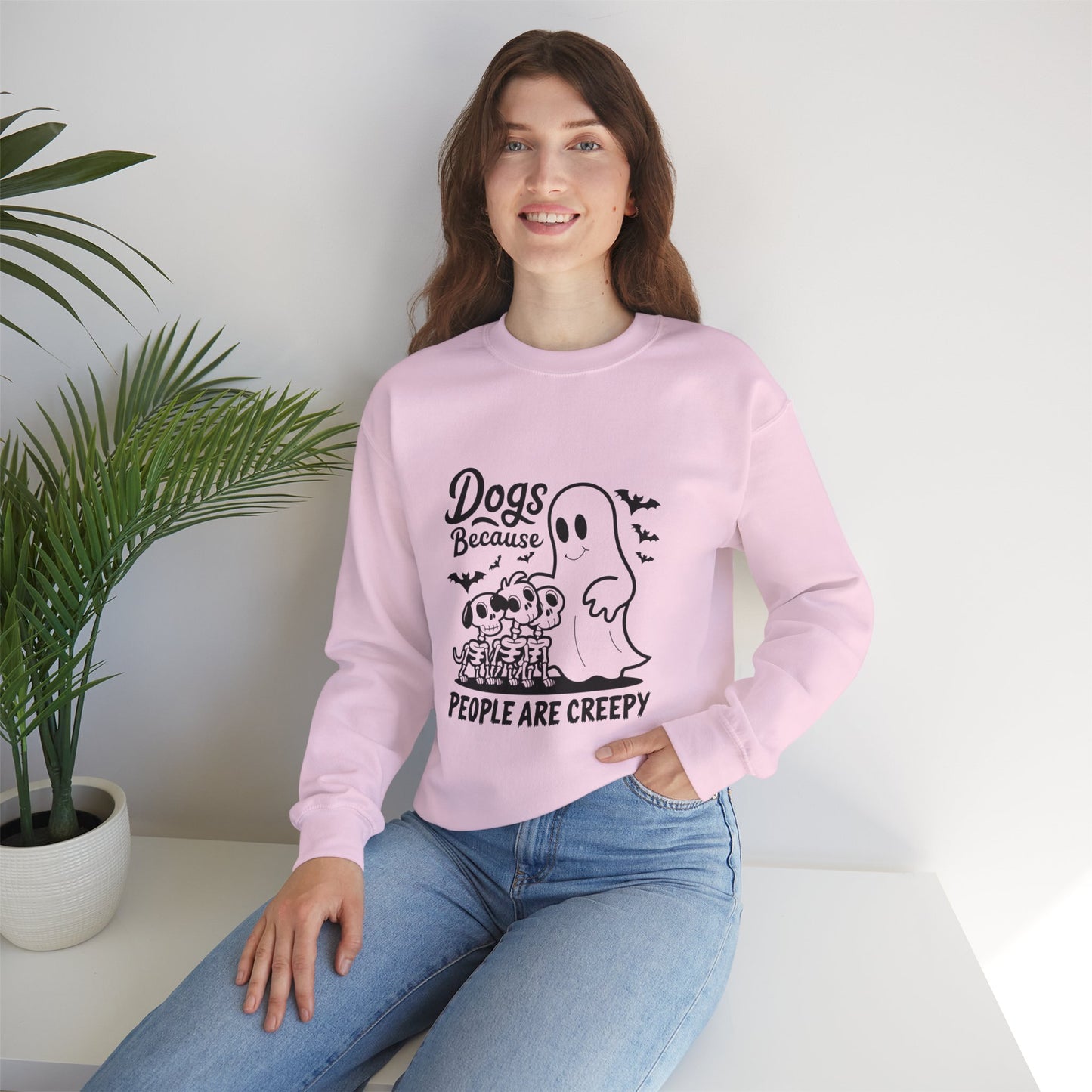 Dogs, Because People Are Creepy Halloween Crewneck