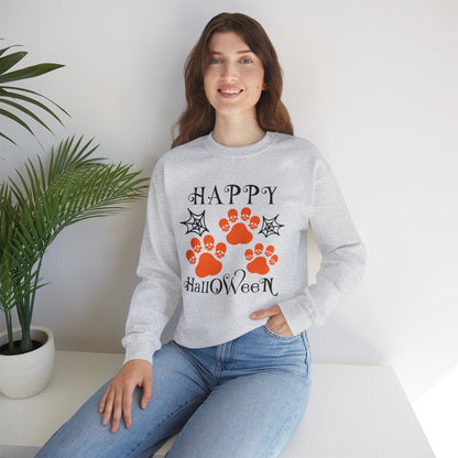 Happy Halloween Paw Print Crewneck