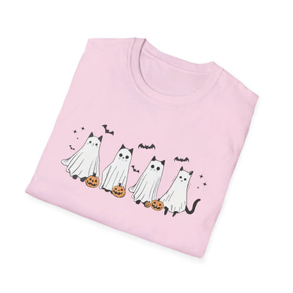 Ghost Cats with Pumpkins Halloween Tee