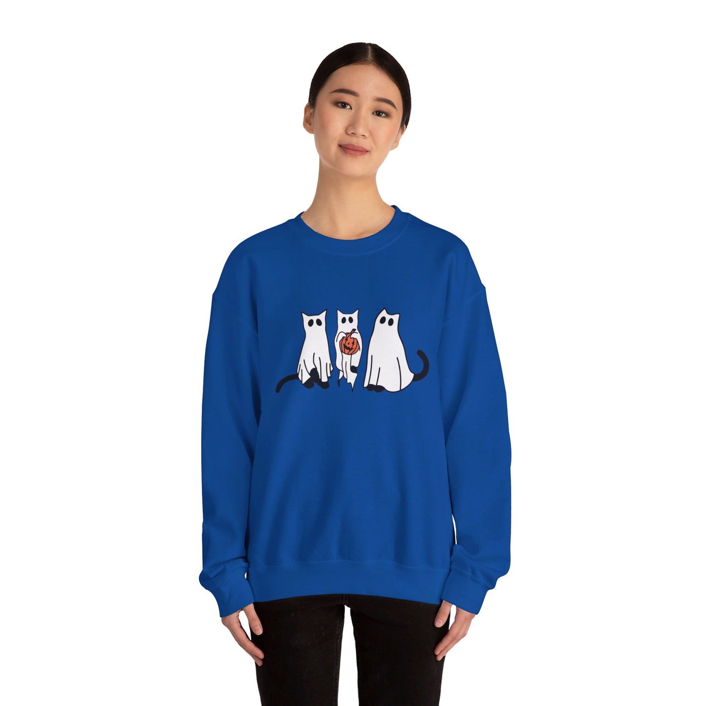 Black Cat Ghosts Halloween Crewneck